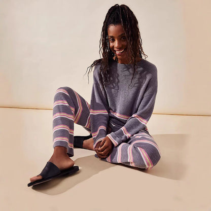 Damen Loungewear-Set Streifen Weites Oberteil Bequeme Hosen Norvielle