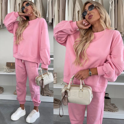 Damen Freizeitset Sweatshirt und Jogginghosen Elastisch Bequem