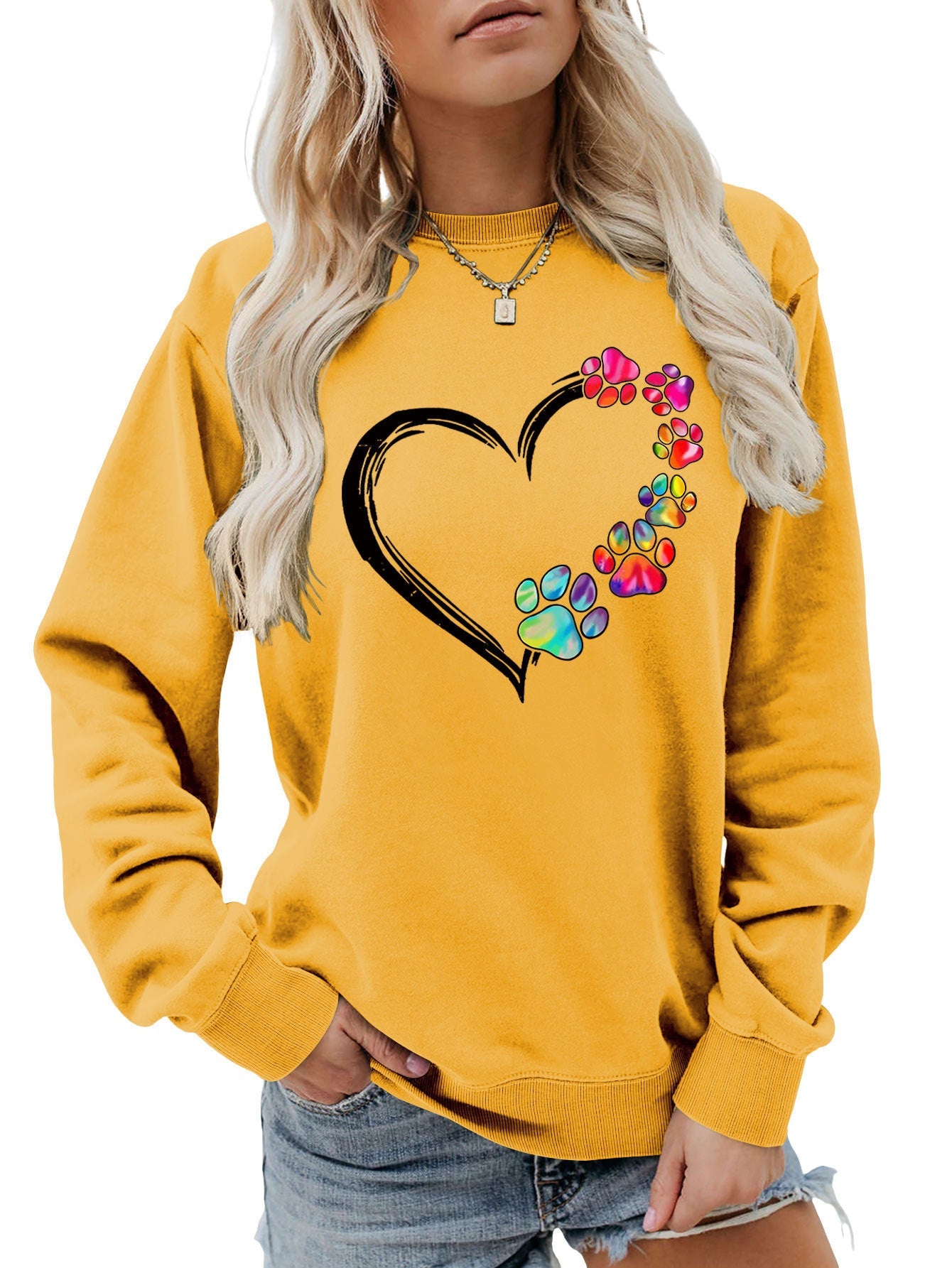 Damen Sweatshirt Pfotenherz-Design Norvielle