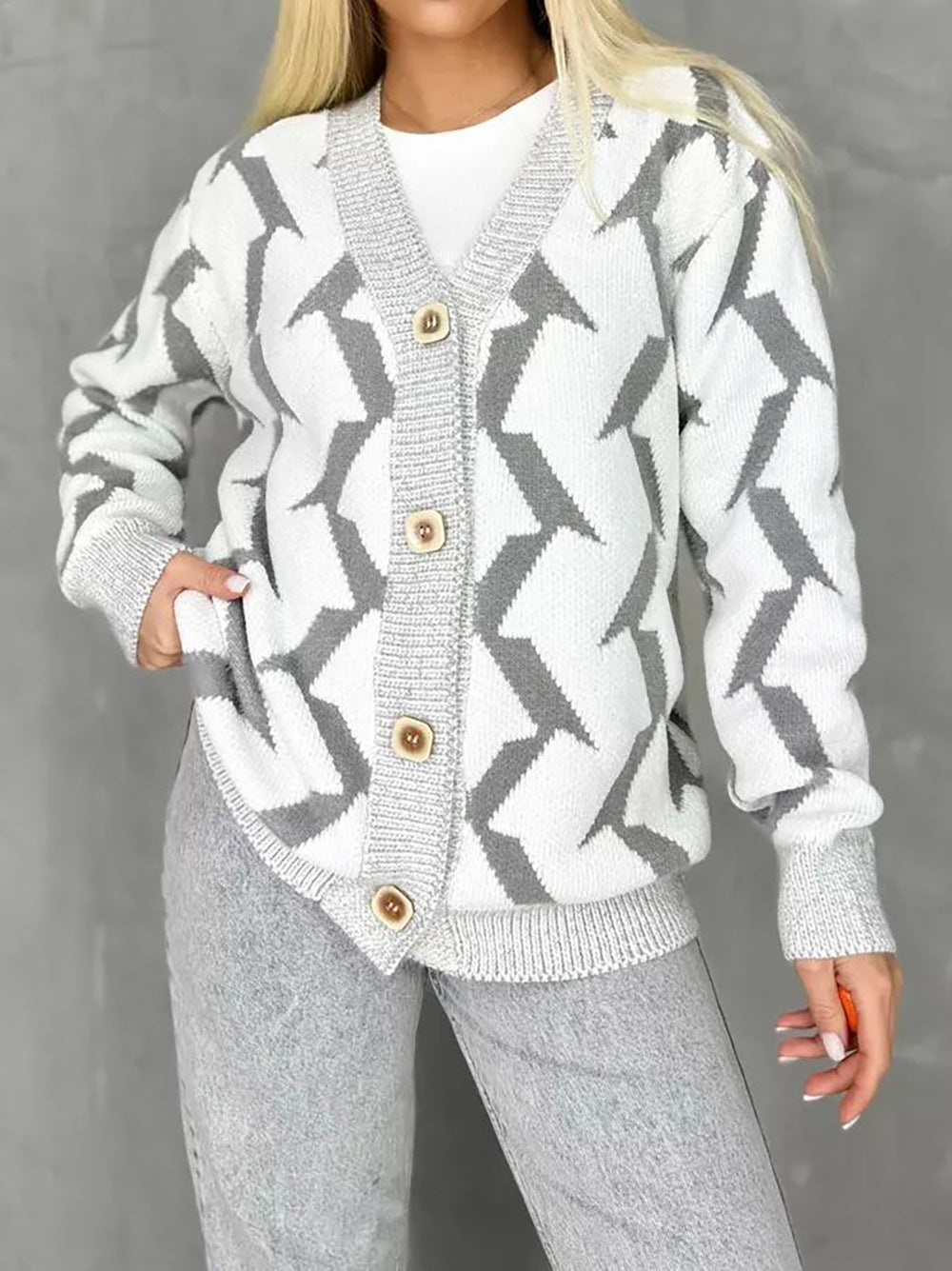 Damen Strickjacke Blitzenmuster Norvielle