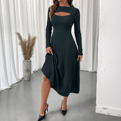 Damen Midi-Kleid Rippstrick Cut-Out Norvielle