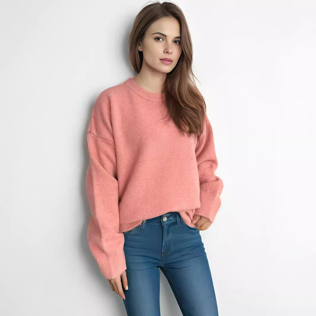 Damen Oversized Strickpullover Weicher Baumwollmix Lässiger Schnitt