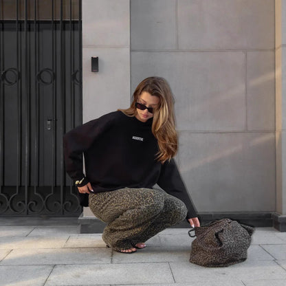 Damen Oversize Sweatshirt mit Druck Norvielle Grau