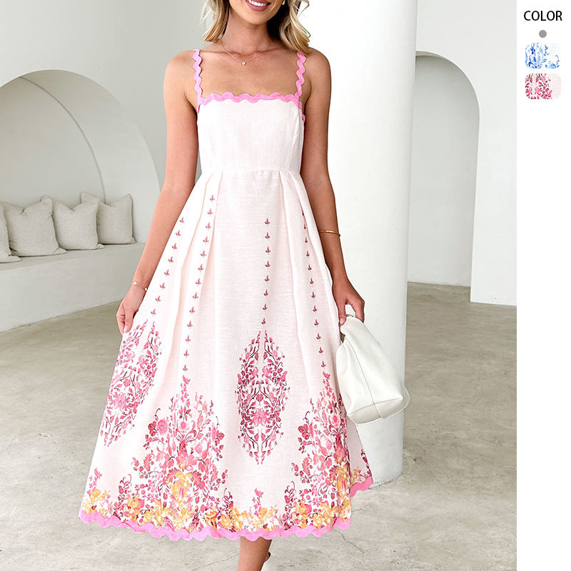 Damen Maxikleid Sommer Floralmuster Volant Norvielle - Norvielle