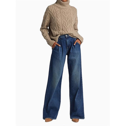 Damen Weite Jeans Hochbund Lässiger Schnitt