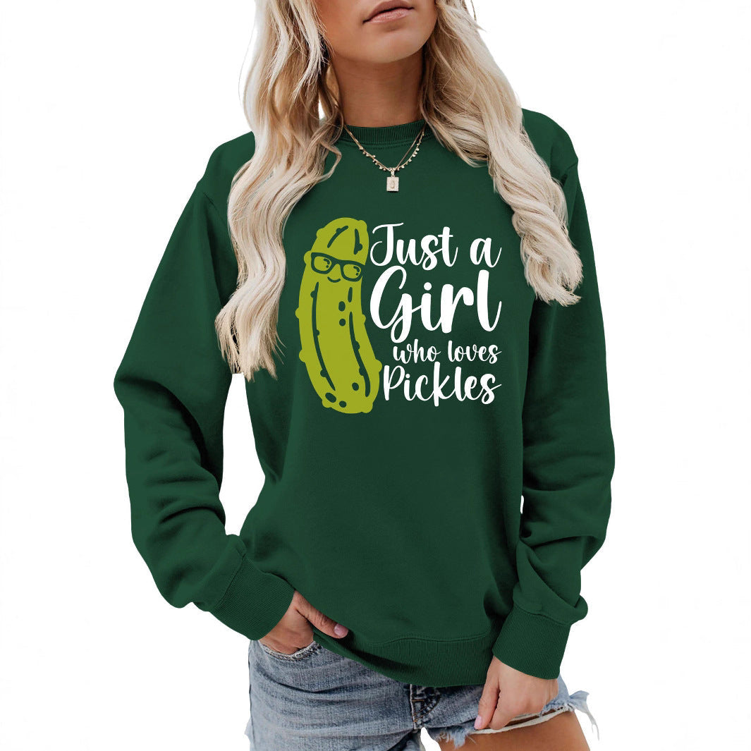 Damen Sweatshirt Gurkenmotiv Lässig Grün Norvielle - Norvielle