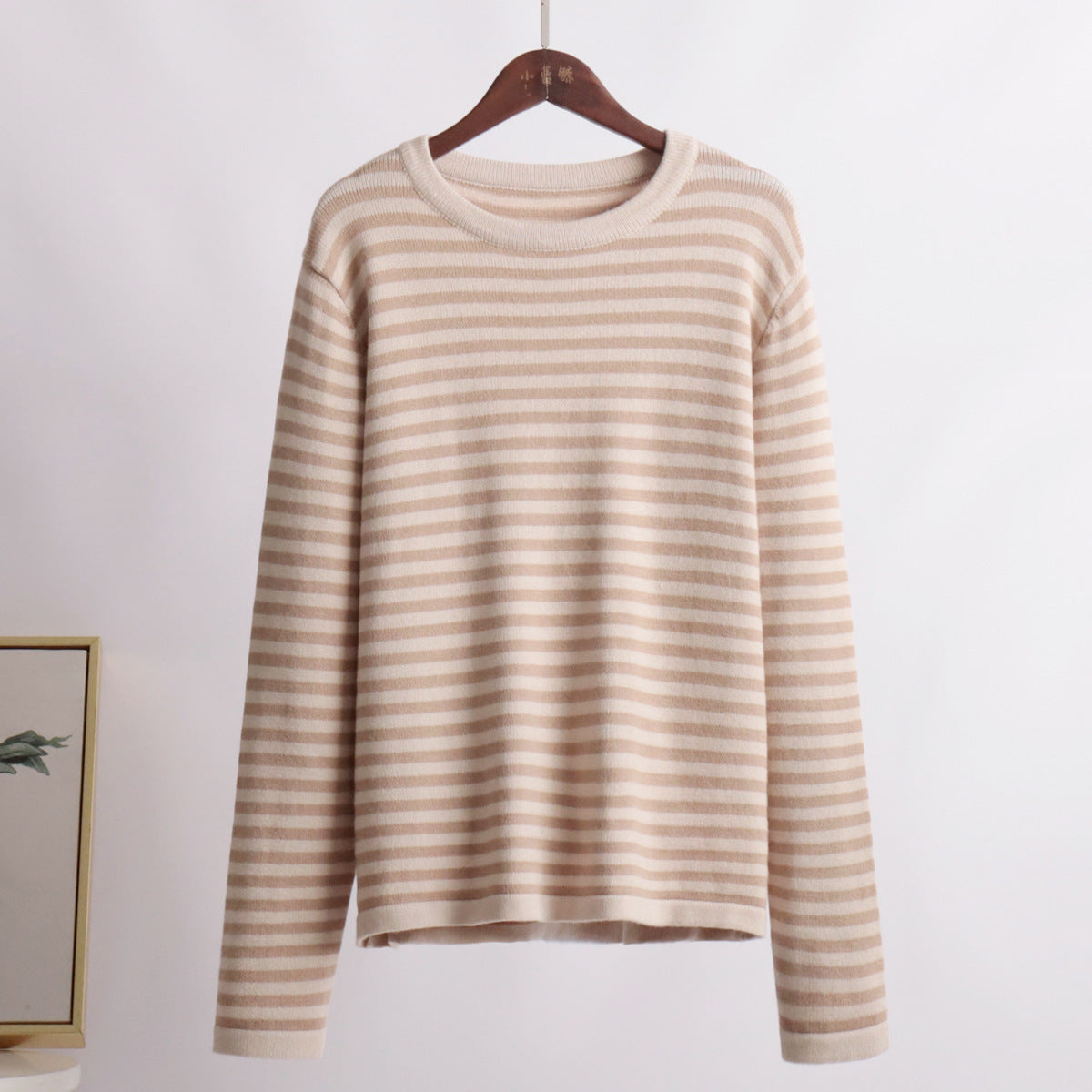 Damen Langarmpullover Weicher Baumwollmix Streifenmuster