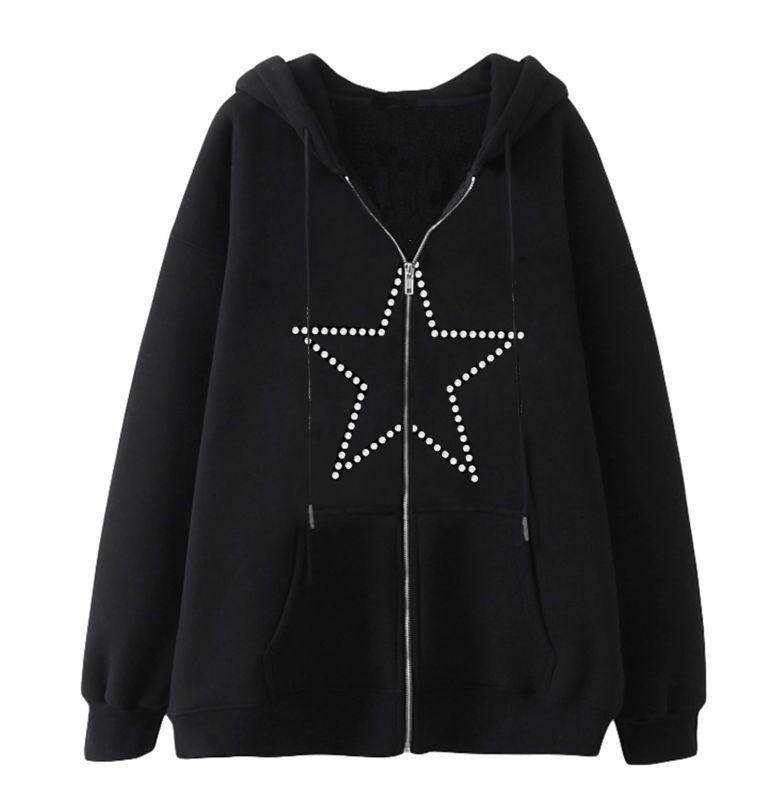 Damen Kapuzenjacke Spinnenmotiv Funktions-Taschen Norvielle