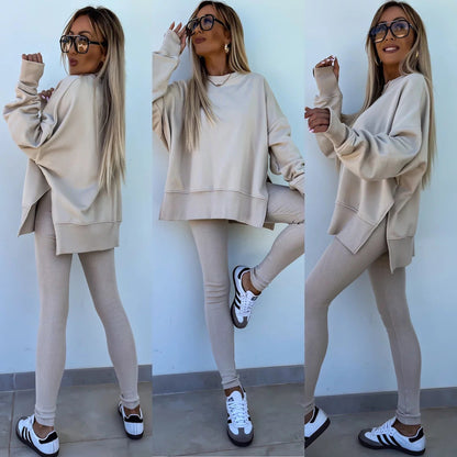 Damen Sportanzug Oversized Sweatshirt und Leggings Norvielle