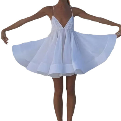 Damen Sommerkleid V-Ausschnitt Verspieltes Saumdesign