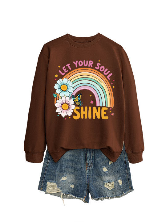 Damen Sweatshirt Bunt Floralmuster Baumwolle
