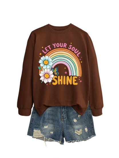 Damen Sweatshirt Bunt Floralmuster Baumwolle
