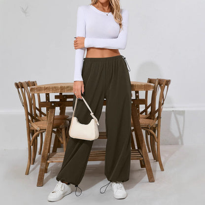 Damen Freizeithose Bequem Weites Bein Tunnelzug Norvielle