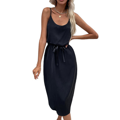 Damen Midikleid Taillenknoten Satinoptik Norvielle