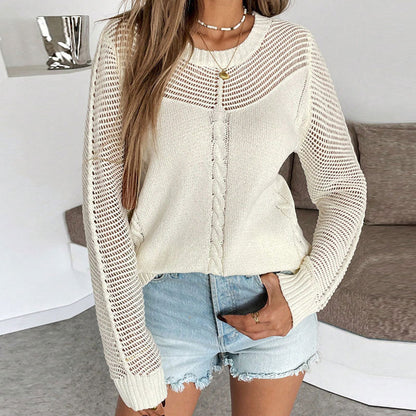 Damen Pullover Netzdetails Zopfstrick Norvielle - Norvielle