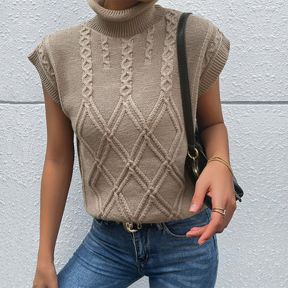 Damen Strickoberteil Hochkragen Zopfmuster Norvielle