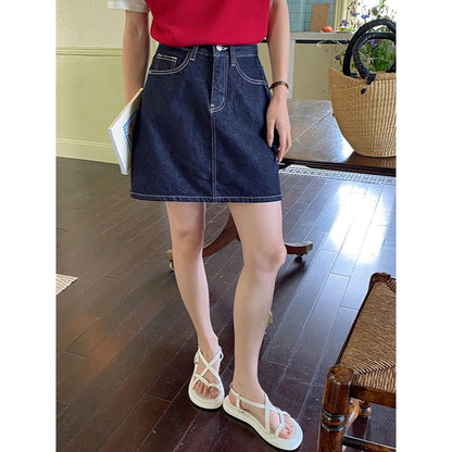 Damen Miniröcke Denim Klassisch Blau - Norvielle