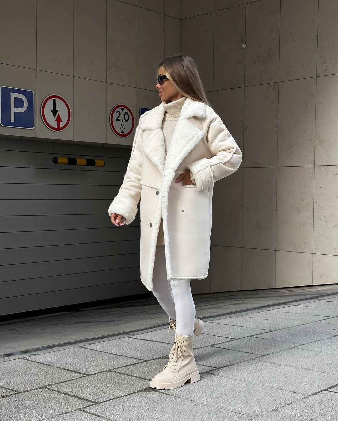 Damen Winterjacke Reverskragen Fleece