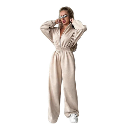 Damen Fleece-Overall Hochkragen Gummizug Norvielle