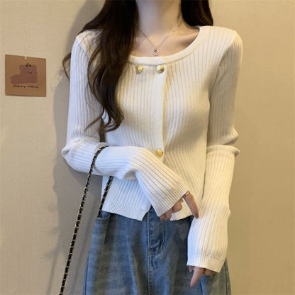 Damen Cardigan aus Strickstoff mit Knöpfen Dunkelblau