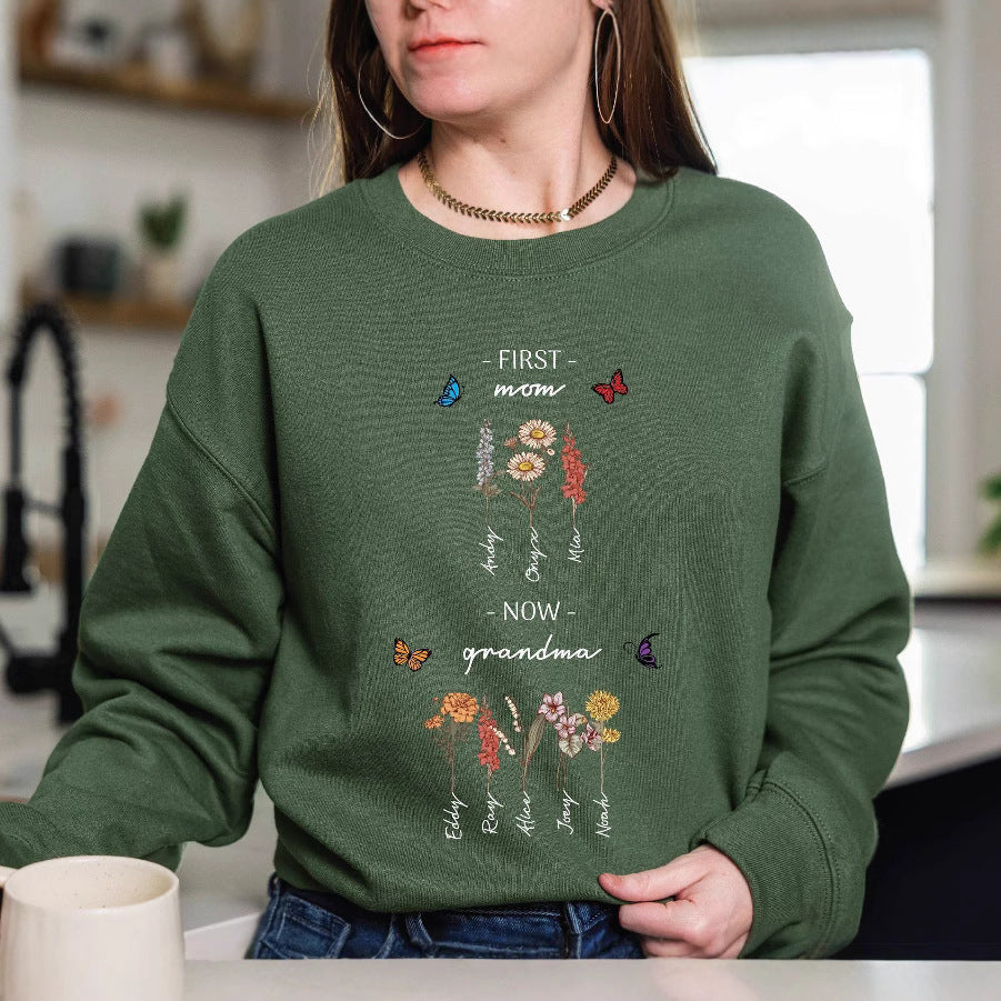 Damen Sweatshirt Floraler Druck Inspirierender Schriftzug Norvielle