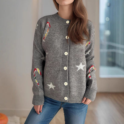Damen Strickjacke Festlich Designer-Druck Norvielle