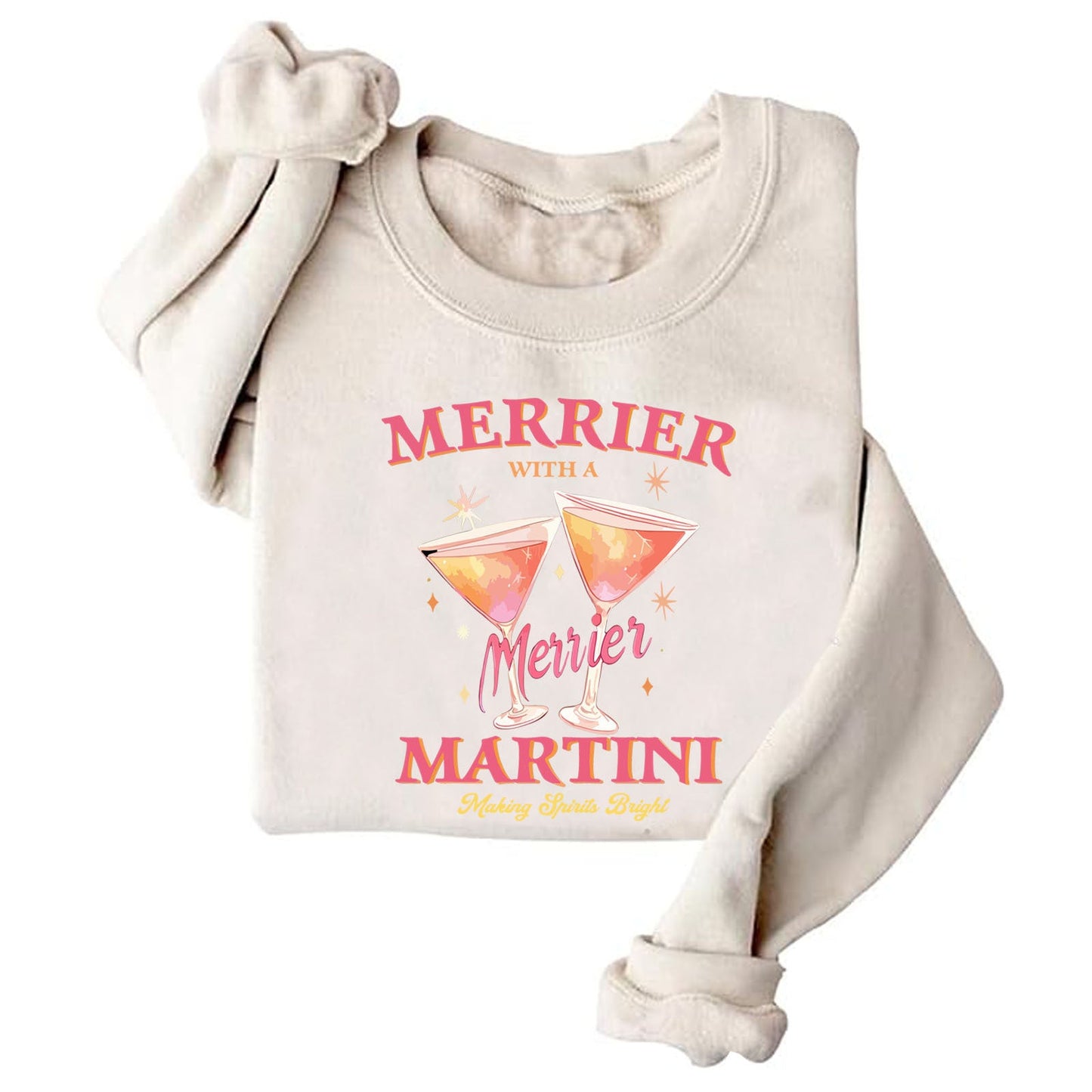 Damen Sweatshirt Cocktailmotiv Lässig Grau