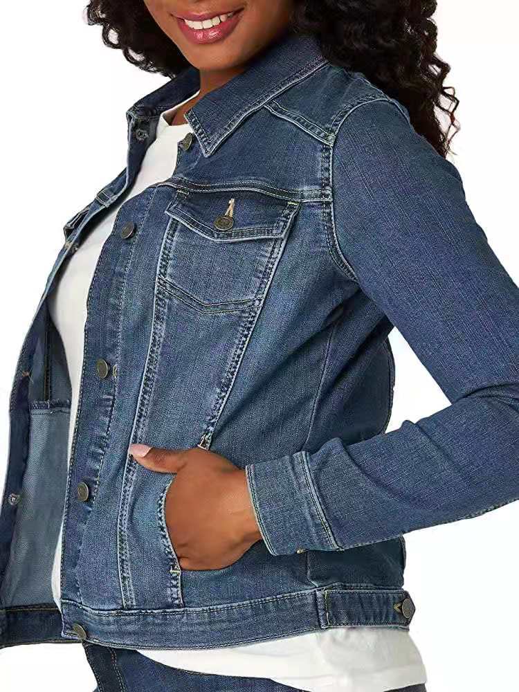 Damen Denimjacke klassisch mit Dekornähten Blau - Norvielle