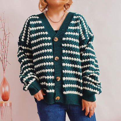 Damen Strickjacke Breitgestreift Norvielle