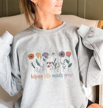Damen Sweatshirt Voluminöse Ärmel Blumen Motiv Weiss