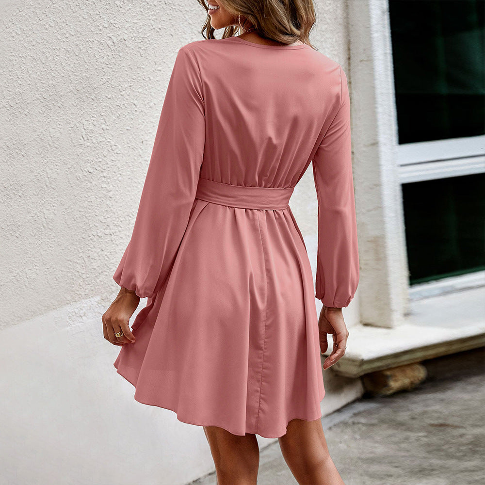 Damen Wickelkleid Längsärmelig Eleganter Taillengürtel Norvielle