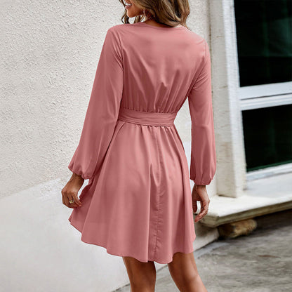 Damen Wickelkleid Längsärmelig Eleganter Taillengürtel Norvielle