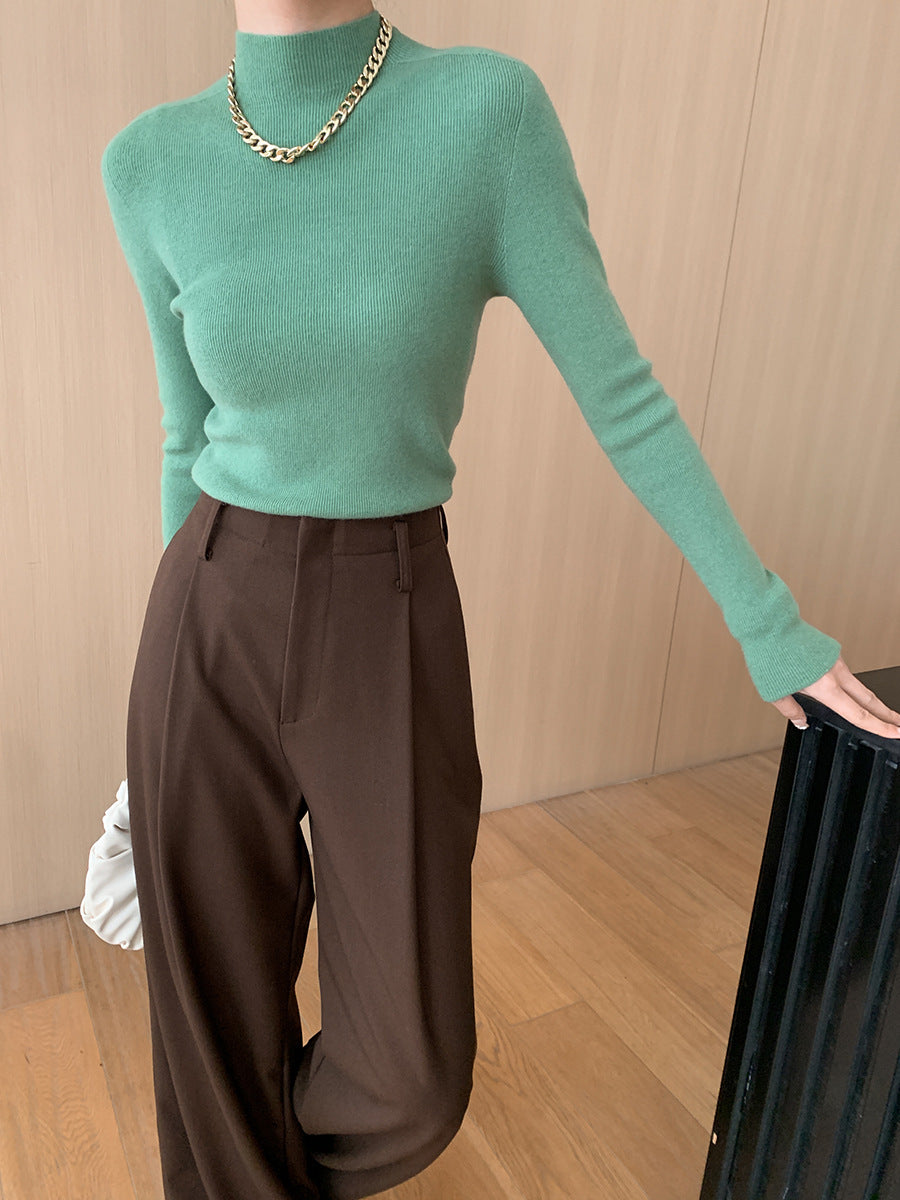 Damen Feinstrickpullover Hochkragen Elegante Passform