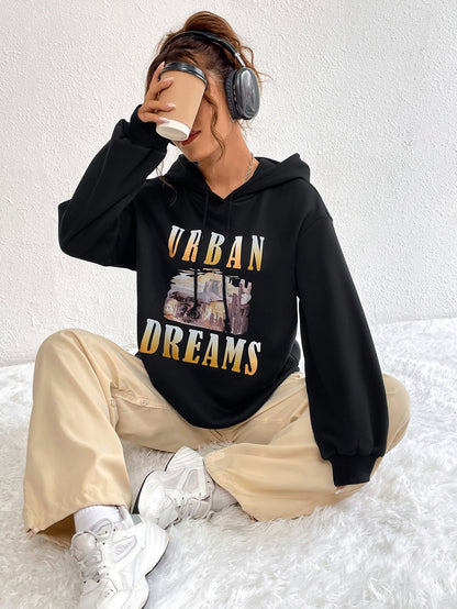 Damen Hoodie Oversized Urban Print Kapuze Norvielle