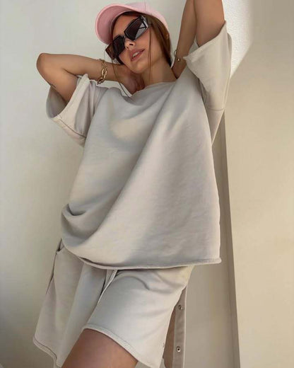 Damen Shorts-Set mit Oberteil und Knöpfen Norvielle