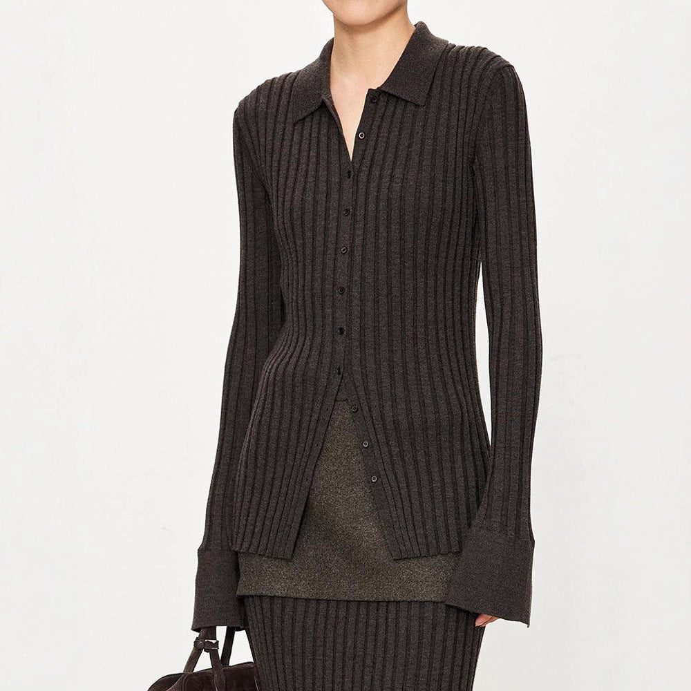 Damen Rippstrickhemden Slim Fit Norvielle