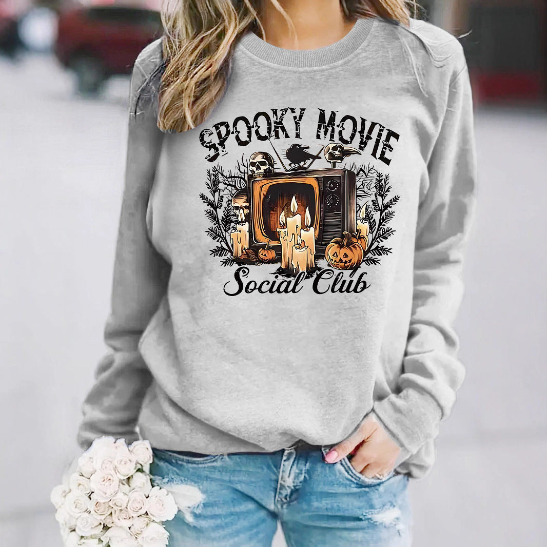 Damen Sweatshirt Spooky Film-Motiv Lässiger Schnitt