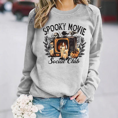 Damen Sweatshirt Spooky Film-Motiv Lässiger Schnitt