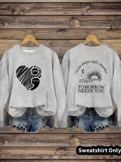 Damen Sweatshirt Großes Herzmotiv Norvielle