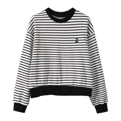 Damen Sweatshirt Rundhals Streifen Norvielle