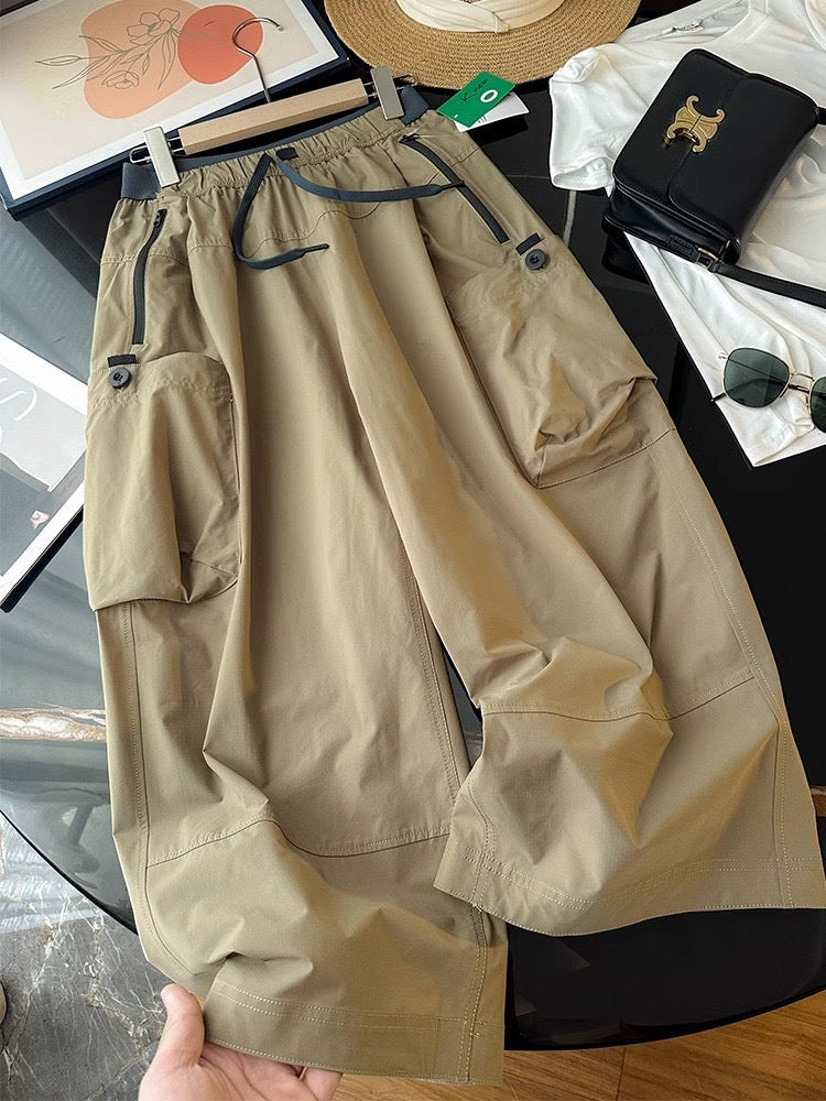 Damen Cargo Shorts Funktionale Baumwolle Beige