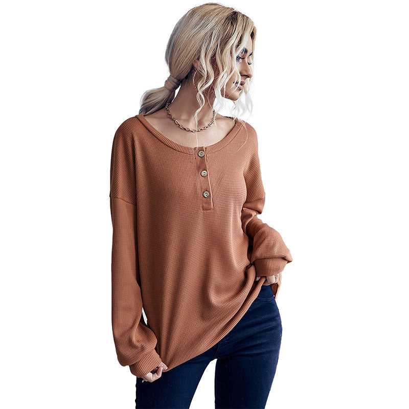 Damen Pullover mit Knöpfen und Struktur Norvielle