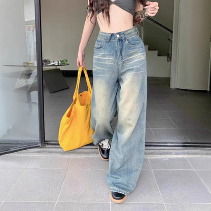 Damen Weite Jeans Vintage-Effekt