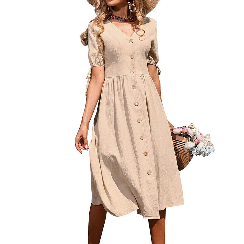 Damen Midi-Kleid Raffinierte Knopfdetails Norvielle