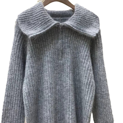 Damen Strickpullover Weit Ausschnitt Lässig