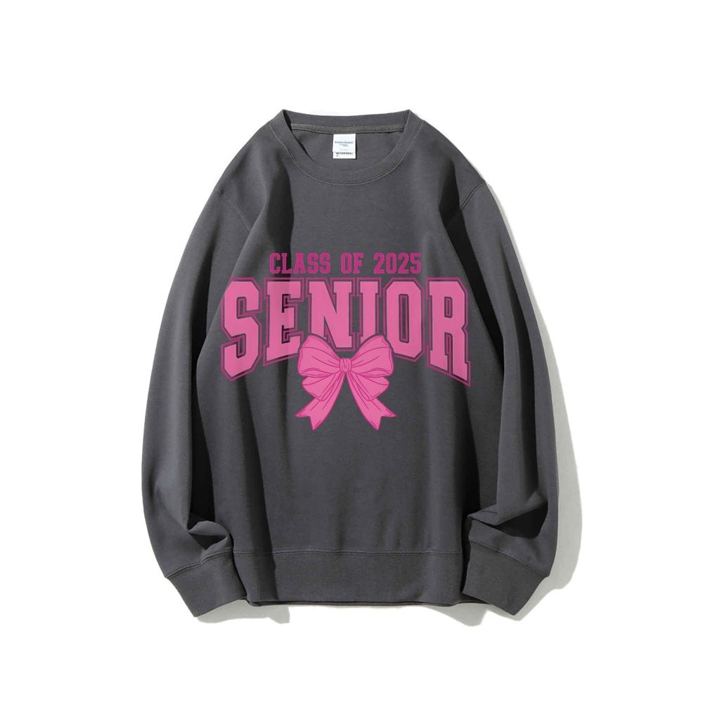 Damen Sweatshirt Abschlussjahr Schleifendesign Grau