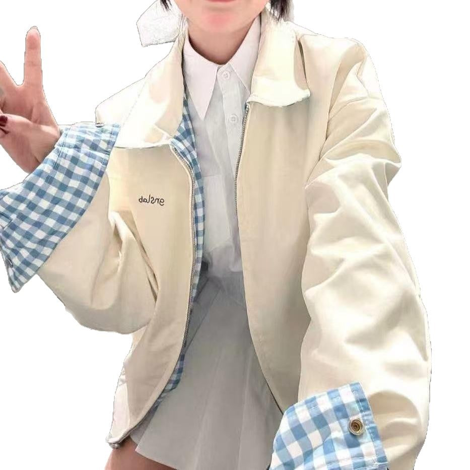 Damen Übergangsjacke Kariert Großzügiger Schnitt Modern Norvielle