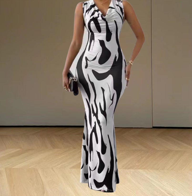 Damen Maxikleid Figurbetont Trendmuster Norvielle