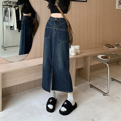 Damen Jeansrock Hochschlitz Norvielle