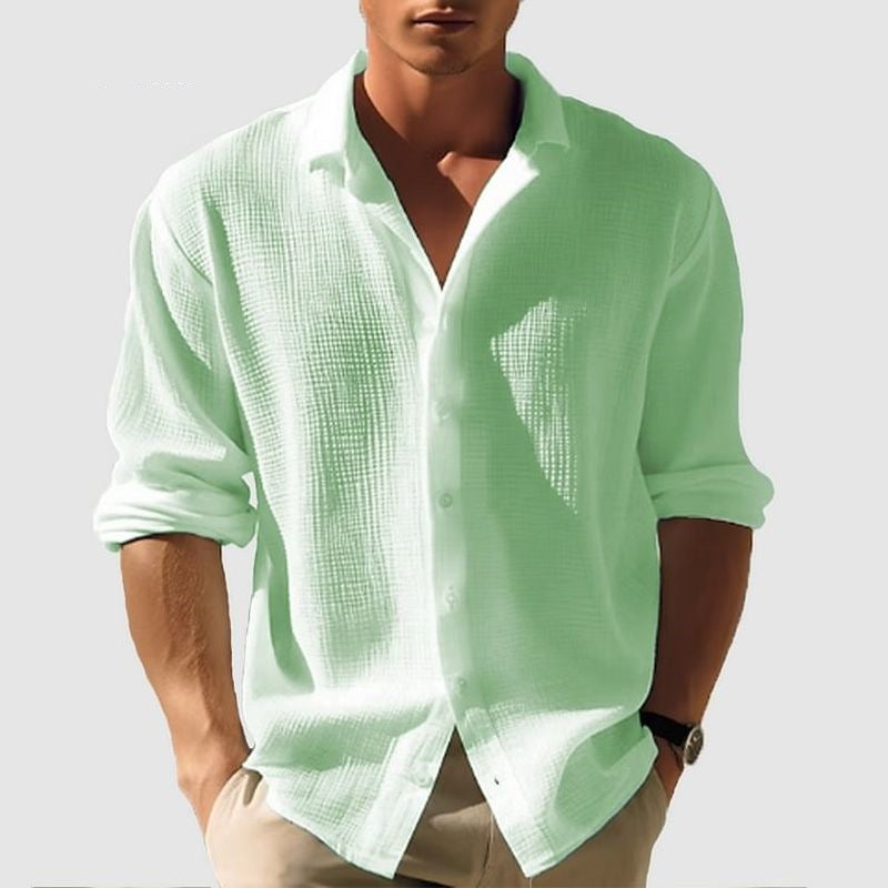 Herren Baumwollhemd Luftig Weiß Norvielle